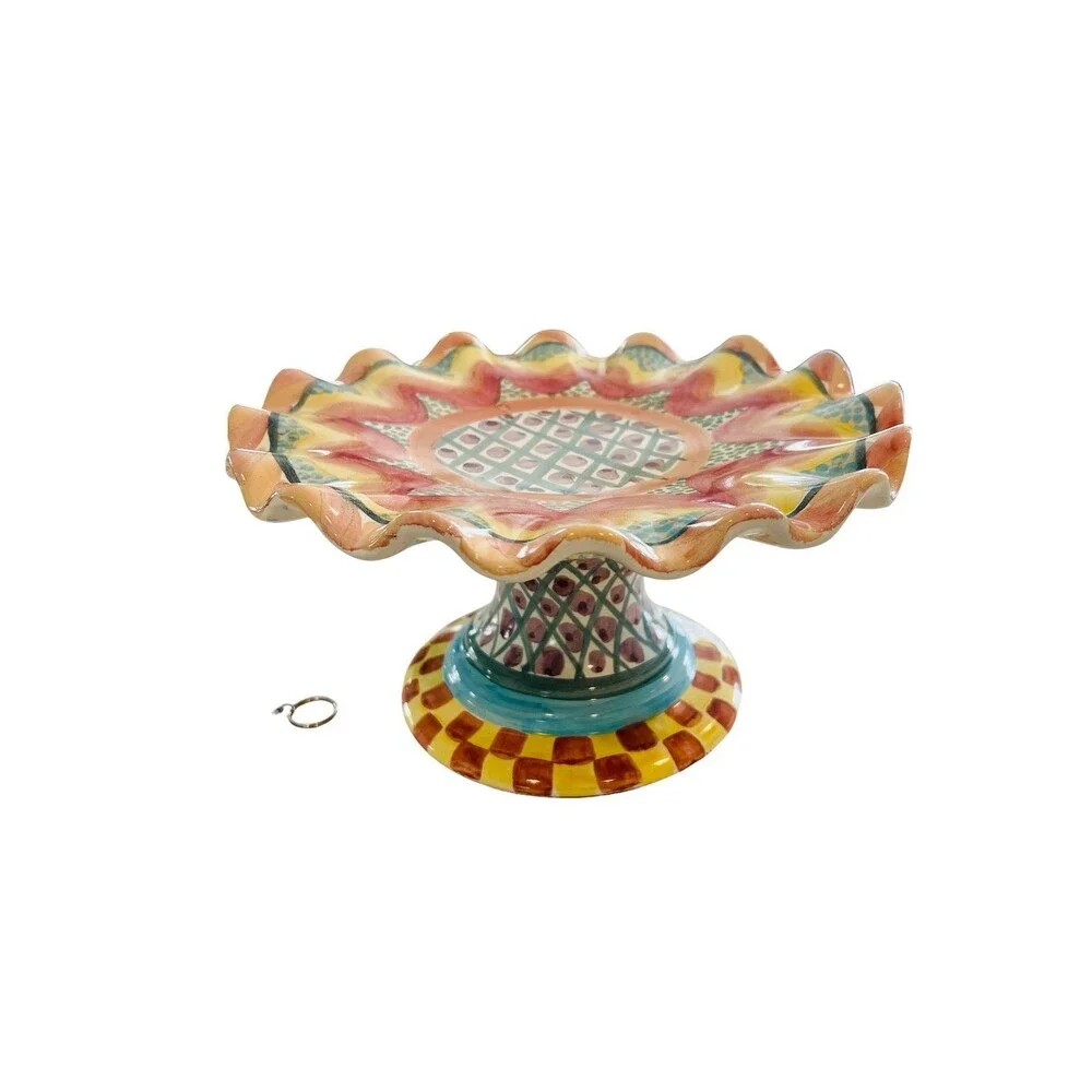 Mackenzie Childs Keukenhof Fluted Cake Stand Childs 12